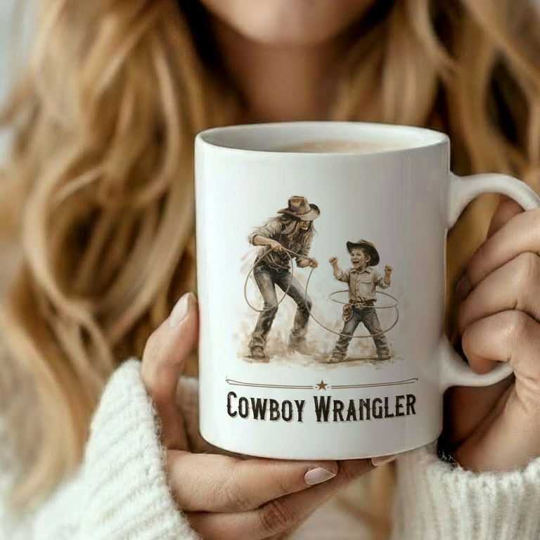 Cowboy Wrangler Mug | Boy Mom Coffee Cup | Relatable Humor Gift